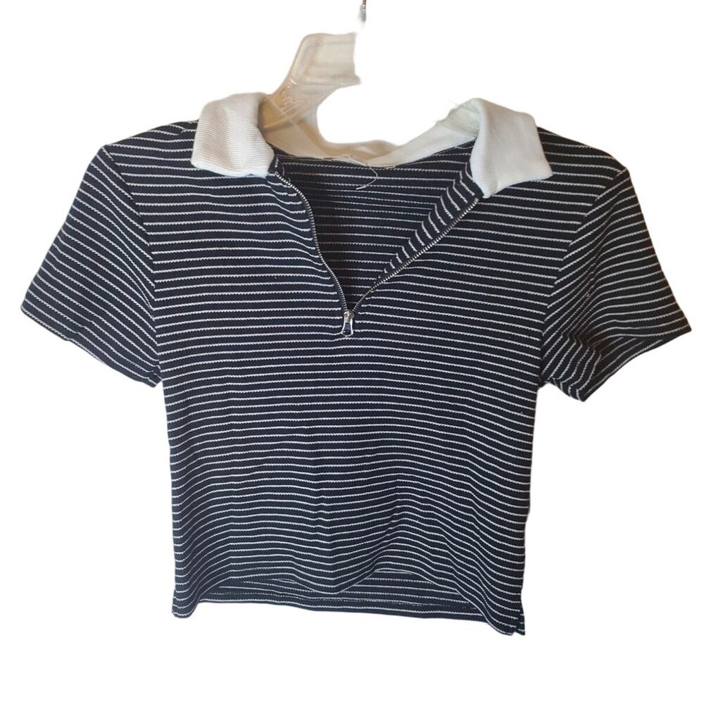 Atelier by Kirious Collared Black/White Crop Top, NWT, XS